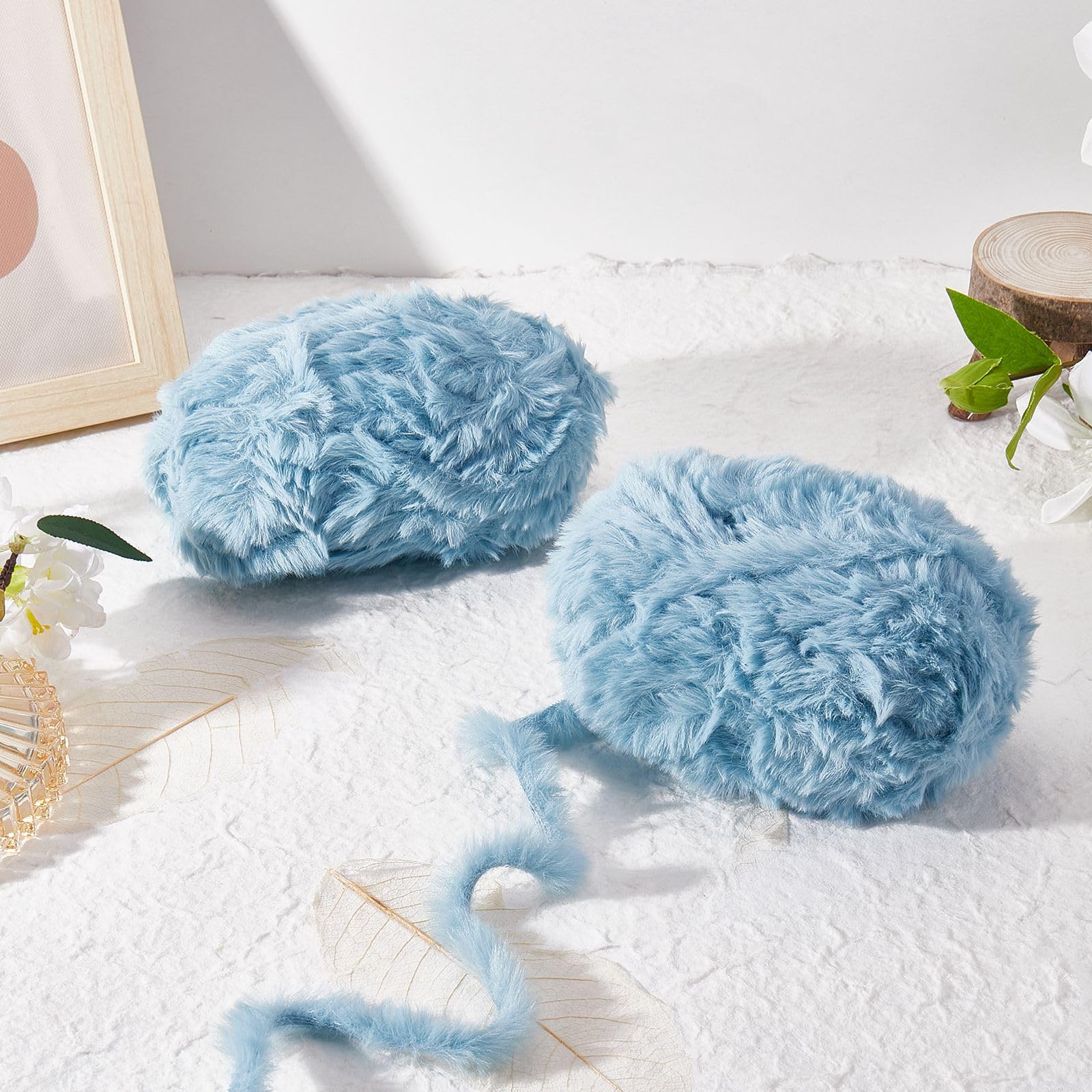 BEEFLYING 2 Roll Super Soft Fur Chunky Fluffy Faux Fur Yarn, Fluffy Eyelash Yarn for Crochet Knit Blanket, Rug, Clothes - Image 4