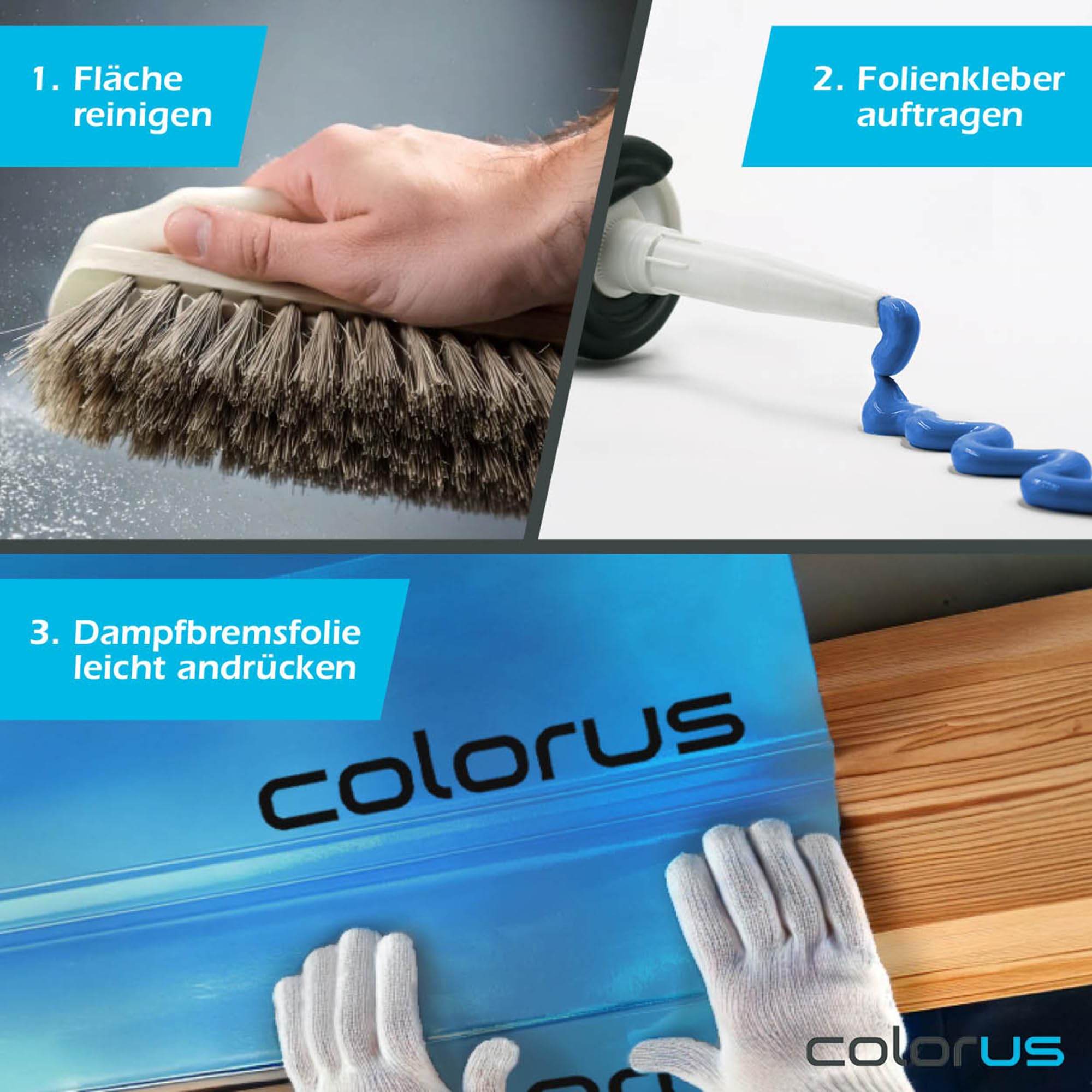 Colorus Profi Folienkleber 310 ml - 10x Dampfsperre & Dampfbremse AggroSeal Anschlusskleber – DIN 4108-7 konform – Extrem starke Haftung für Folie, Holz & Mauerwerk