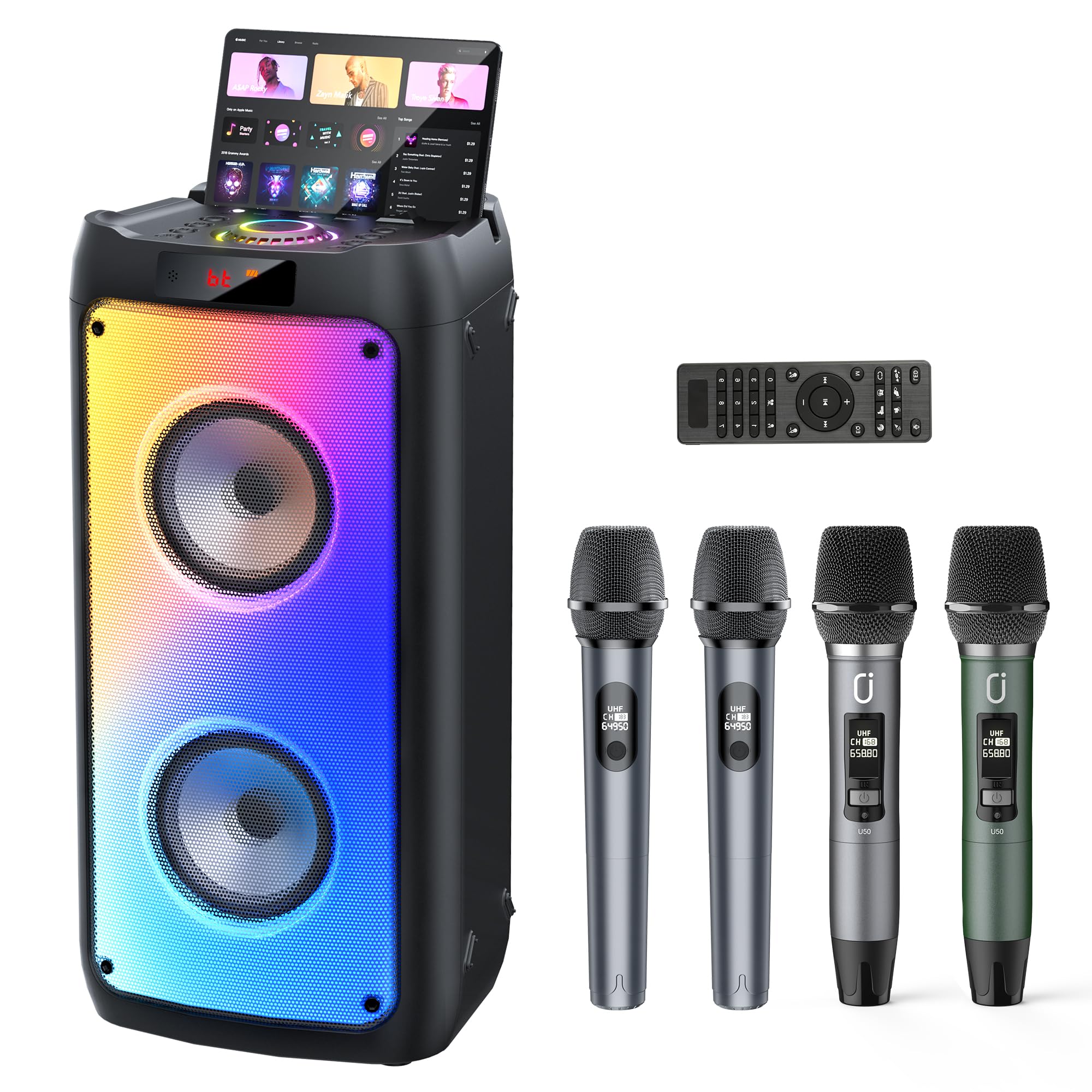 Amazon.com: HWWR Karaoke Machine with 4 Wireless Microphones