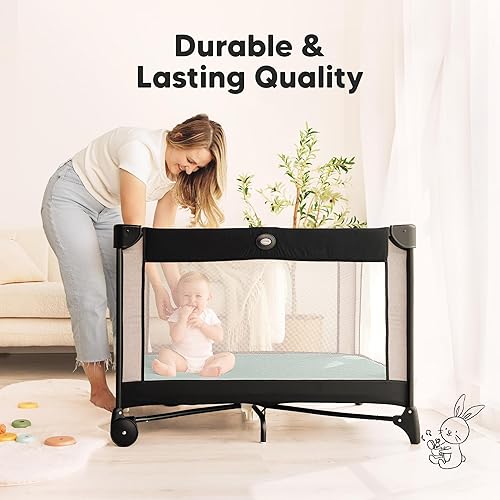 Miniatura 8 de Pack and Play Sábanas bajeras Paquete de 2 sábanas para colchón Pack N Play de 38 x 26 pulgadas, suaves y acogedoras, ropa de cama neutra para