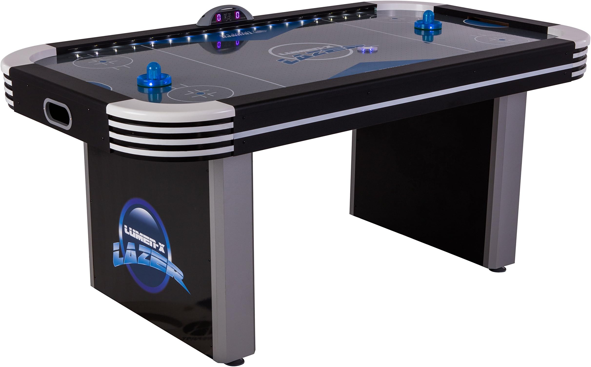 Triumph Sports Lumen-X Lazer 6' Interactive Air Hockey Table Featuring All-Rail LED Lighting and In-Game Music