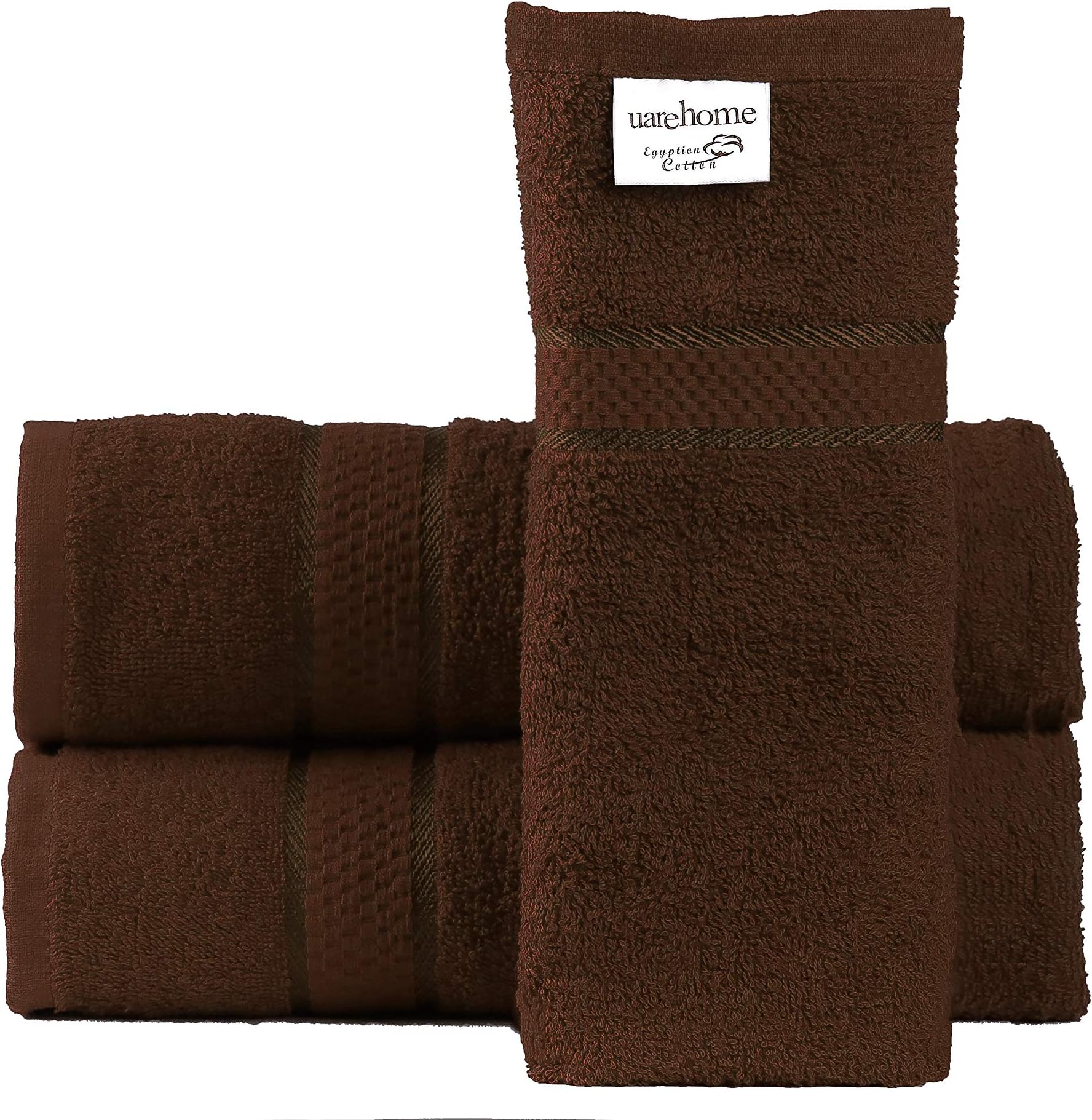 UAREHOME Set of 3 Pure Cotton Towels Hand Bath Bath Sheet 11 Colours Hotel Quality (Set of 3 Bath Towels, Chocolate)