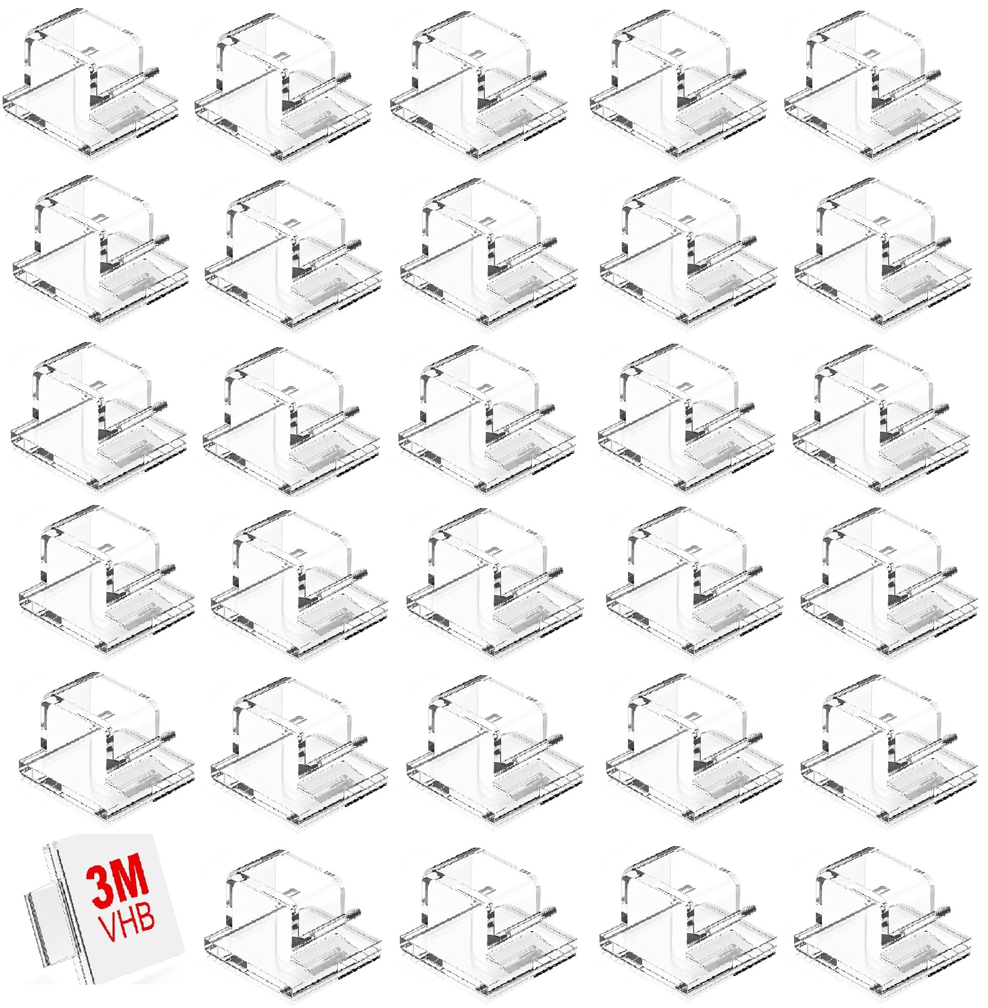 INVOSS 40pcs Cable Clips with Strong Self-Adhesive, Small R Shape Cable Management TV PC Wire Holder Sticky Tidy and Organizer Cord and Wires Clips, Birthday and Diwali Light Clips - (Clear) (1)