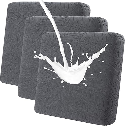 Fuloon Fundas de cojín impermeables para sofá, fundas elásticas de cojín de repuesto para asiento de sofá, fundas de cojín sólidas y lavables para