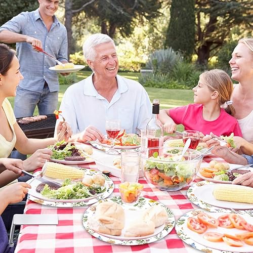 Miniatura 8 de Tarklanda Juego de 6 manteles individuales florales vintage, de plástico, redondos, lavables, de 13.4 pulgadas, acuarela, flores, vinilo, para