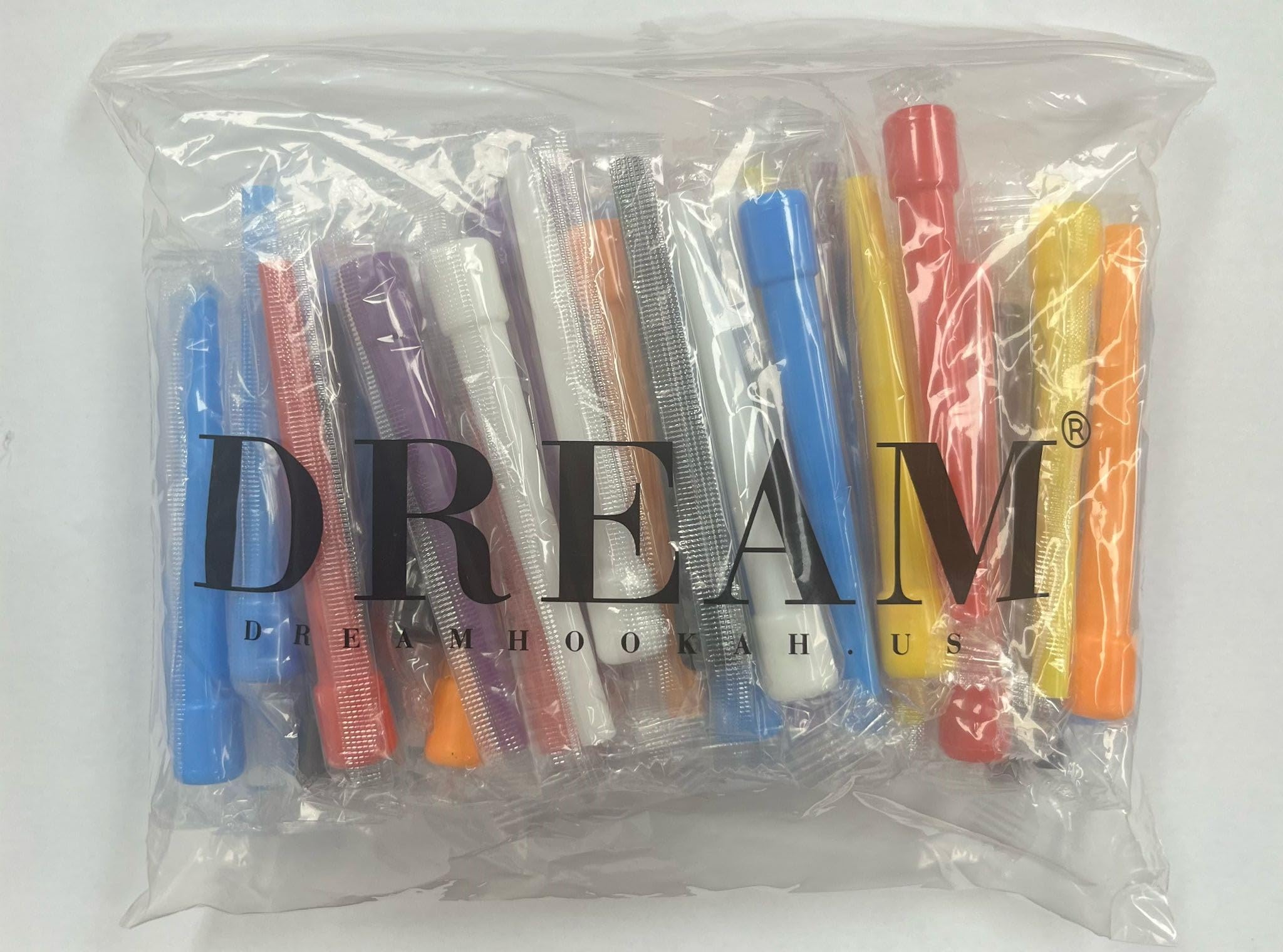 Dream Long Hookah Disposable Mouth Tips 50 Count Individually Wrapped Extra Long Assorted Colors Hygienic Comfortable Fit