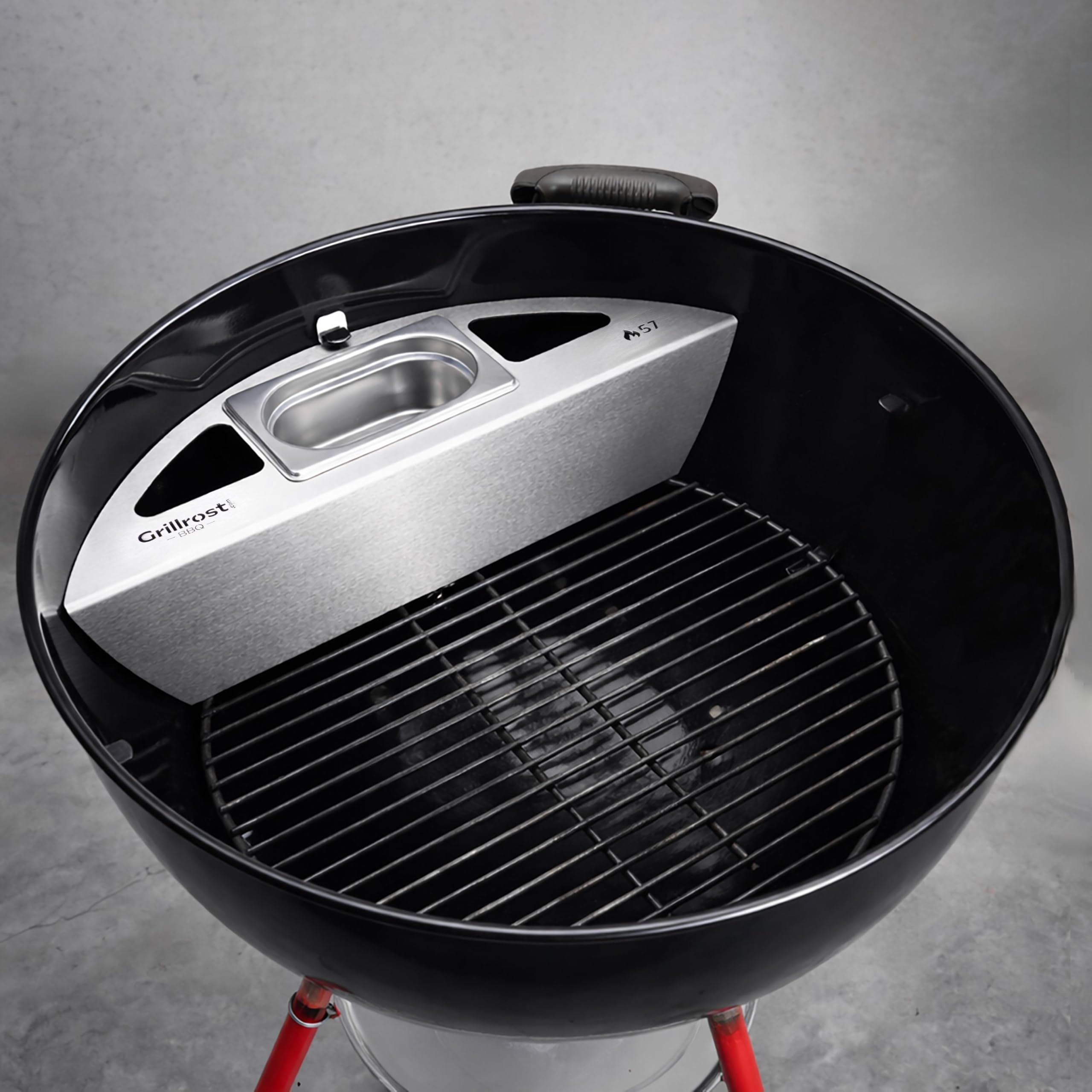Grillrost.com Das Original Kugelsmoker für 57cm Weber Kugelgrills - Mach einen Smoker aus deinem Kugelgrill - Edelstahl -