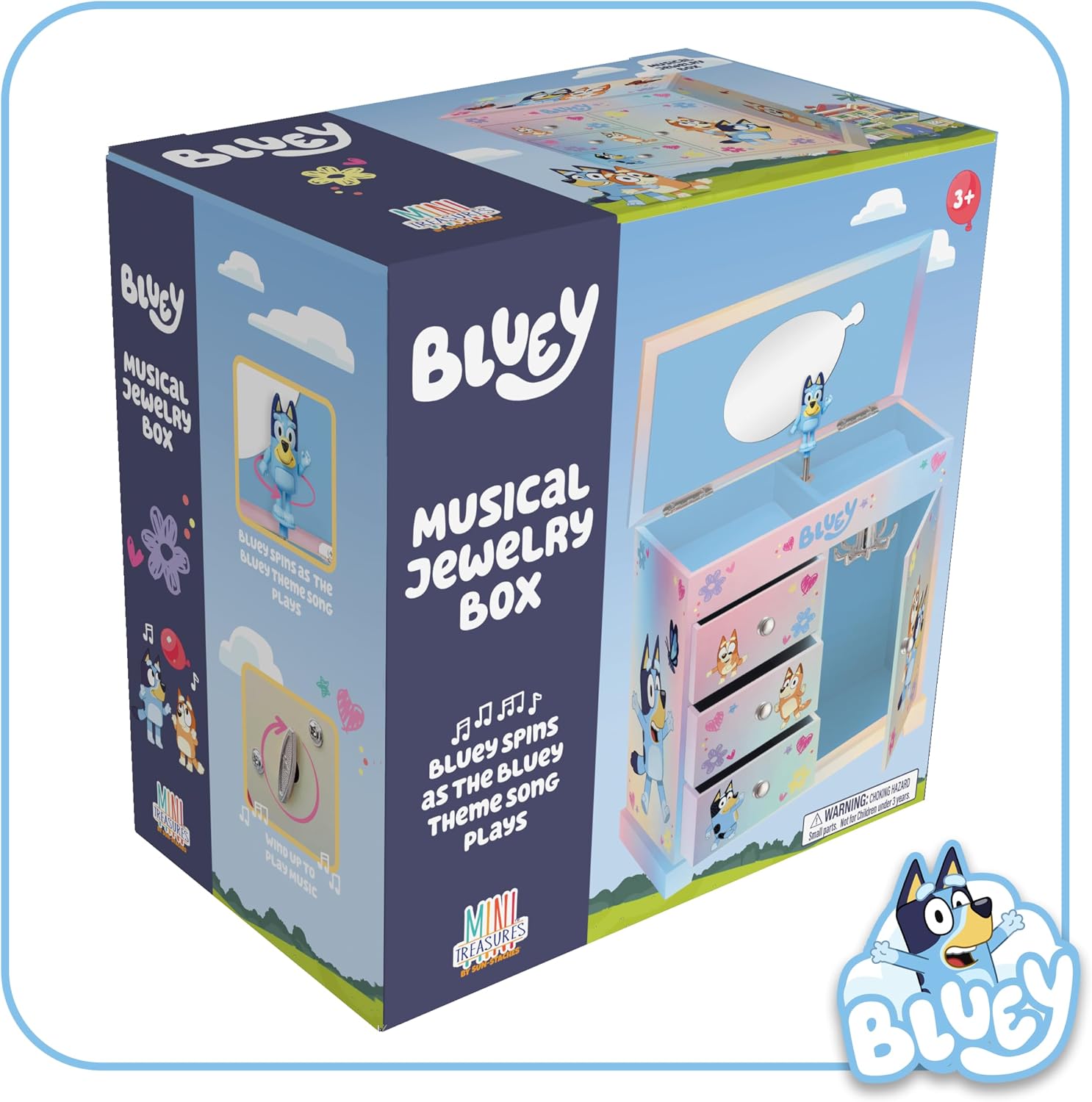 Bluey Jewelry Box for Girls - Kids Musical Jewelry Box with Spinning Figurine and Drawers, Bluey Toys for Kids Ages 3-5 - Plays Bluey Theme Song - 9 x 5 x 9.3 in