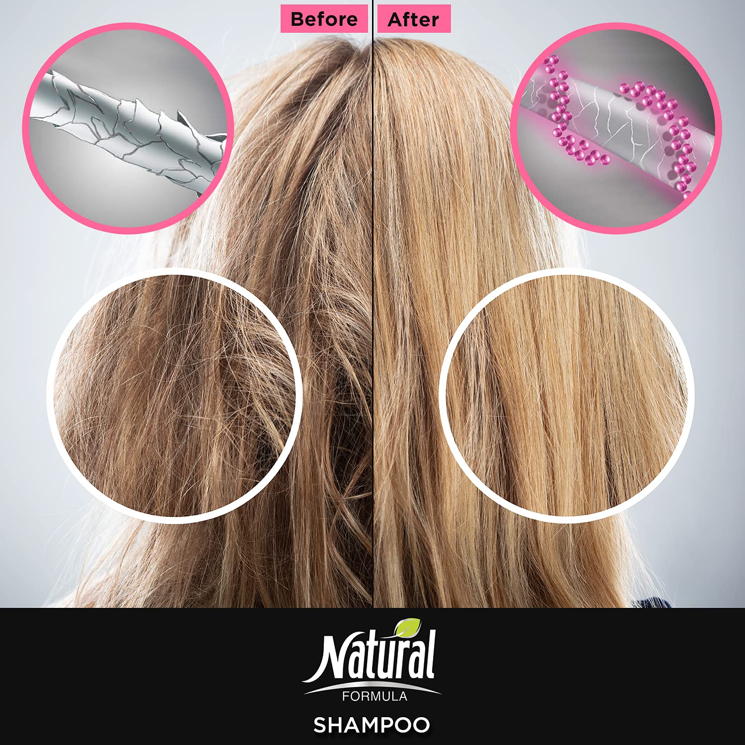 Natural FORMULA Ampoule Intense Hair Shampoo - Professional Ampoule Treatment with Natural Oils - Repair, Restore and Nourish Damaged, Dry, and Color-Treated Hair - Paraben and SLS Free - 13.5 Fl Oz