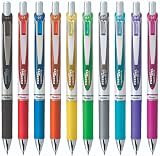 Pentel EnerGel 0.7 MM RTX Retractable Liquid Gel Pen, 10 Pack of New Assorted ink Colors, Metal Tip, Medium Line, Quick Dry No Smear – view 2