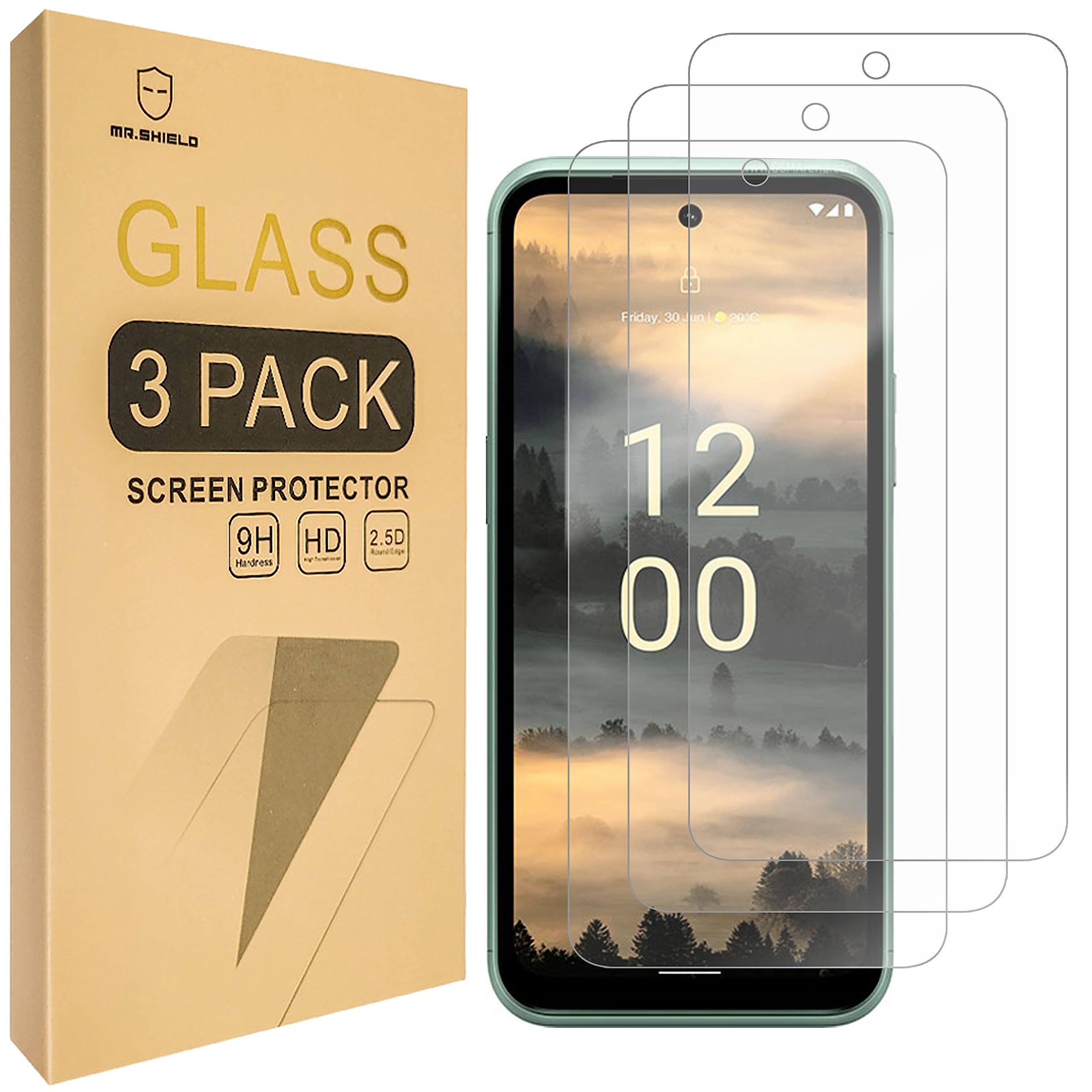 Mr.Shield[3-Pack] Screen Protector For Nokia XR21 / HMD XR21 [Tempered Glass] [Japan Glass with 9H Hardness] Screen Protector