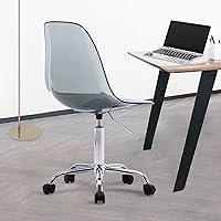 Vista 6 de HOMEFUN Silla de escritorio transparente, de acrílico, giratoria, sin brazos, altura ajustable, de plástico moldeado fantasma, sillas de oficina