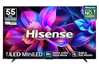 Hisense 55 Inch 55E8S Hi-QLED MiniLED Smart TV | 144Hz Game Mode | Devialet Sound and AI Picture | Dolby Vision IQ | Hands-Free Voice