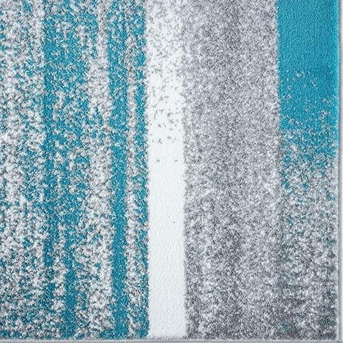 Miniatura 6 de LUXE WEAVERS Lagos Collection 9248 - Alfombra geométrica Art Deco turquesa de 2 x 3 pulgadas