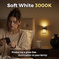 Vista 2 de L LOHAS LED Luz nocturna, paquete de 2 luces nocturnas de burbujas de 3000 K enchufables a la pared, luces nocturnas acrílicas con sensor de luz