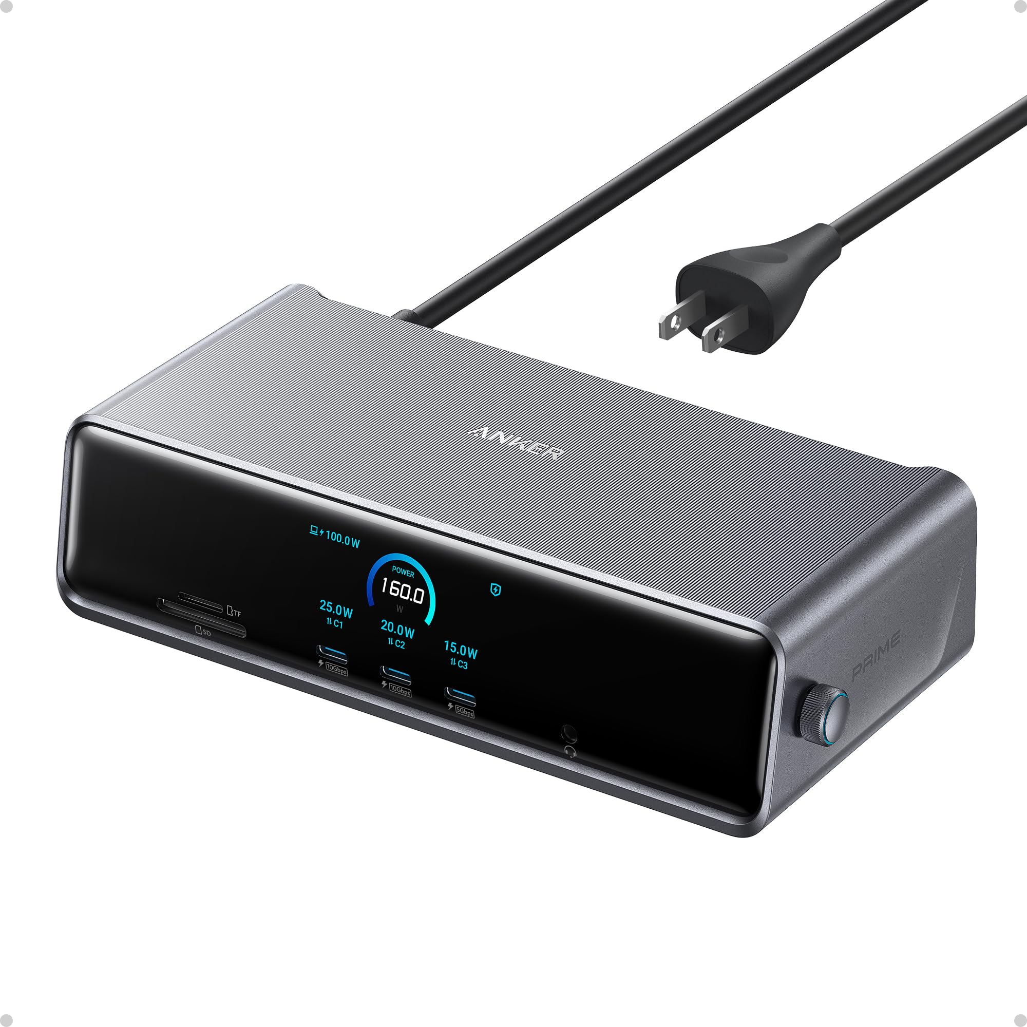 AnkerPrime Docking Station (DL7400), 14-Port Triple Display with DisplayLink, 140W Max, Smart Display, Built-in Cooling Fan, Up to 8K, for macOS and Windows (Install The Latest DisplayLink Driver)ClimatePartner certified