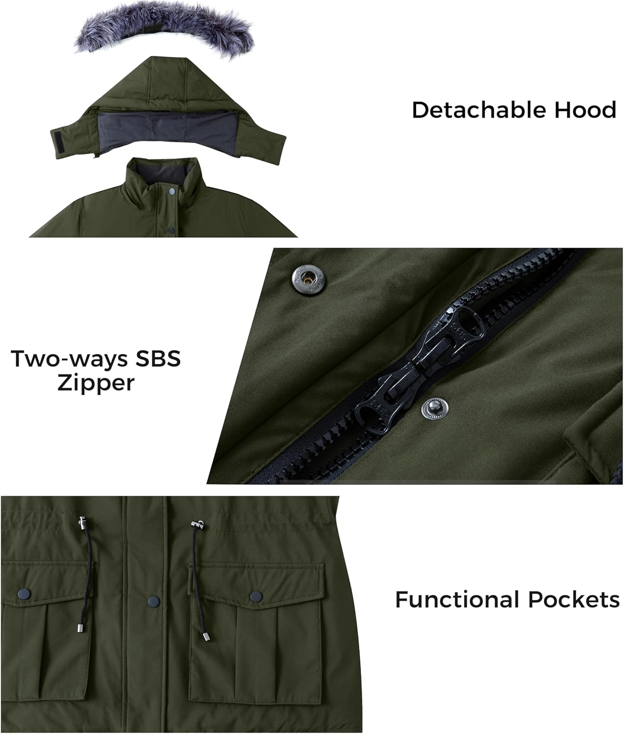 wantdo Women's Plus Size Winter Coat Waterproof Puffer Jacket Warm Thicken Parka with Removable Hood - Image 5