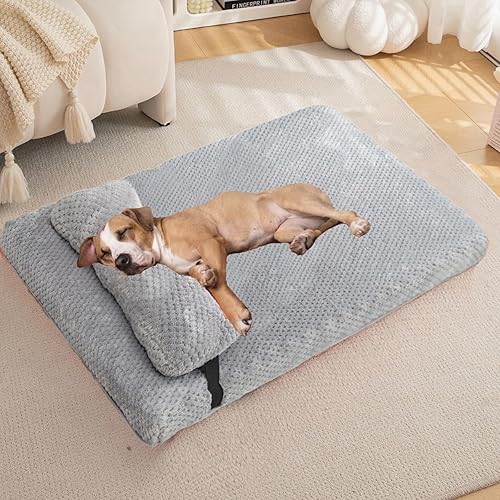 Miniatura 23 de huraty Cama ortopédica para perros con almohada de cojín, tapete de cama de felpa suave para mascotas, parte inferior antideslizante, colchón