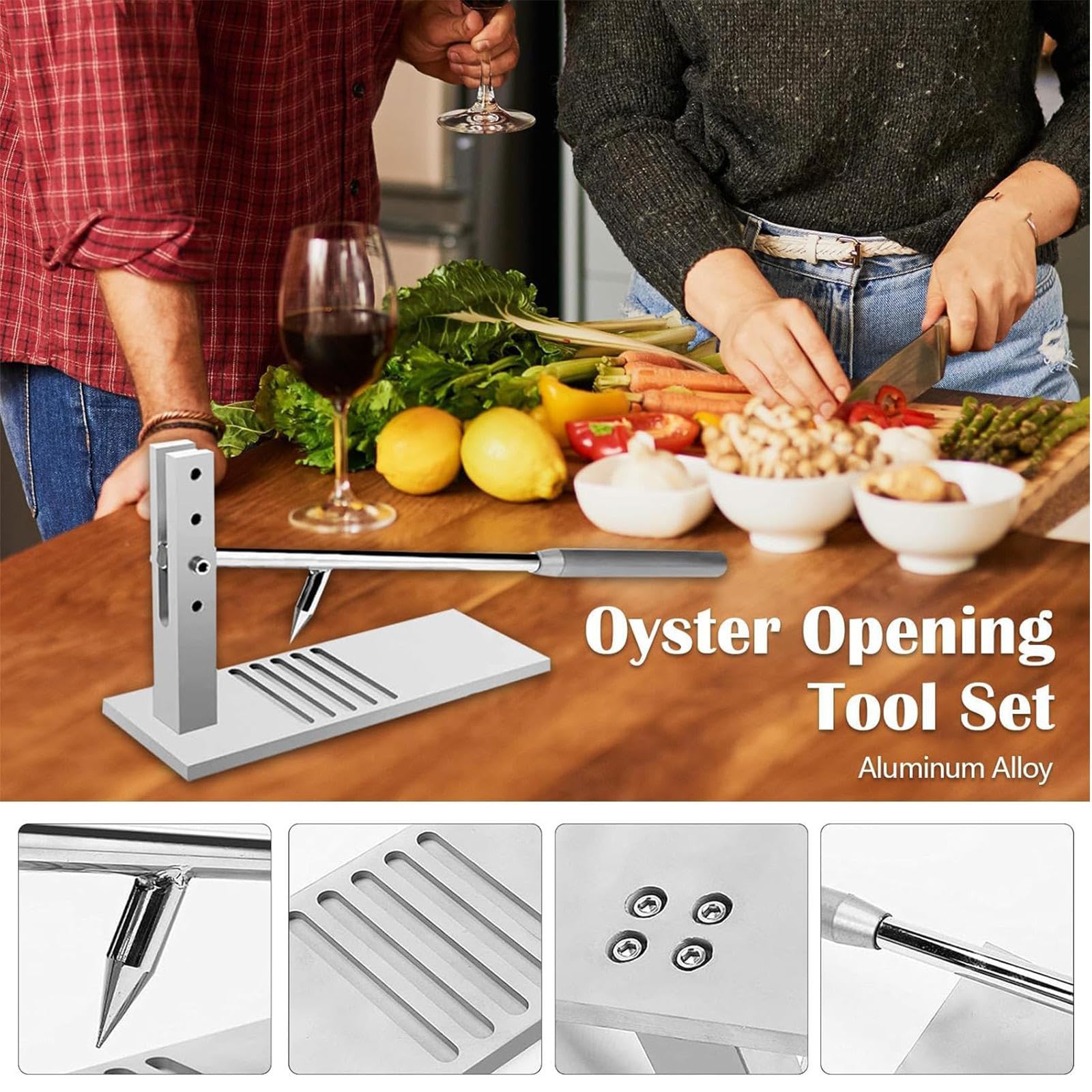 Oyster Shucker - Juego de máquina y abridor de almejas con cuchillos, guante, clip en G para preparación profesional y casera de mariscos