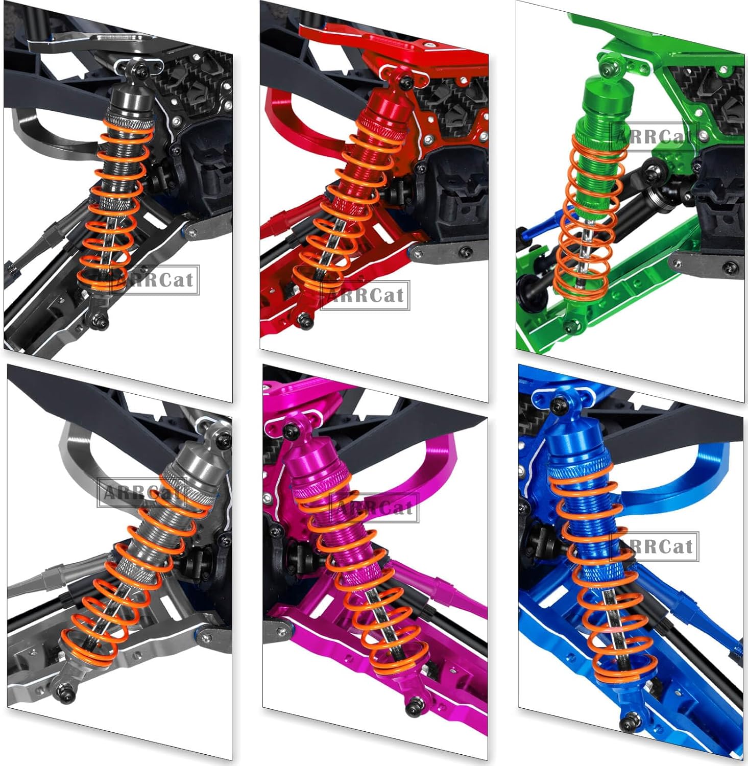 4PCS All Aluminum Front Rear RC Shocks Upgrade Parts for 1/10 Slash 4x4 Rustler 4X4 Stampede 4X4 Hoss 4X4, ARRCat Big Bore RC Shock Absorber Hops up,Replace 5862,Rose/Pink