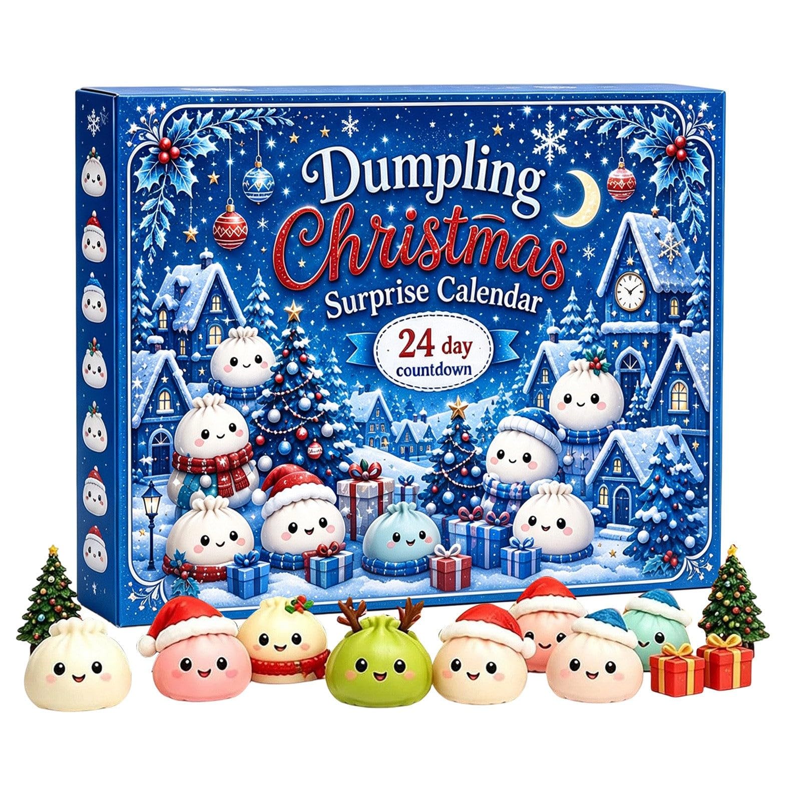 Christmas Dumpling Advent Calendar 2026, 24 Day Mystery Countdown Squeeze Balls Toys | Soft Fidget Toys Stress Relief Sensory Balls for Christmas Birthday Party Favors Gift