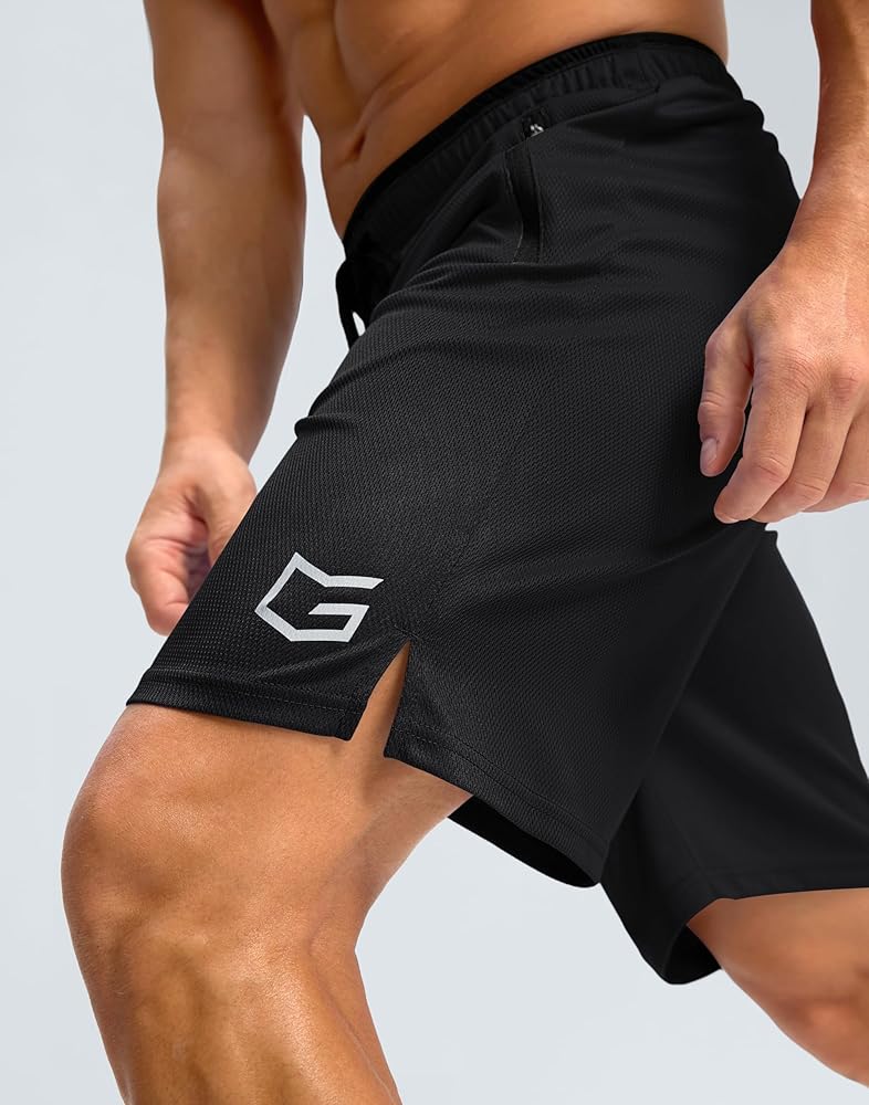 G Gradual Men's 7" Workout Running Shorts - 2 Pack Quick Dry Gym Shorts With Zip Pockets (Black & Gray) - View #2