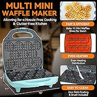 Vista 3 de Baker's Friend, Bite-size Mini Waffle Maker for Kids & Adults, Small Waffle Maker Mini Belgian Waffle Machine, 11 X 2.2” Tiny Nonstick Waffles Iron