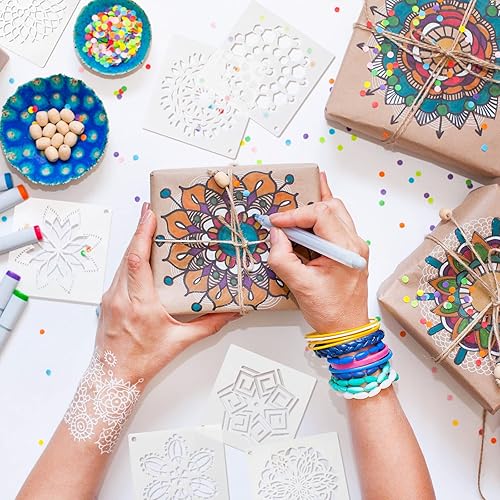 Miniatura 96 de 66 plantillas pequeñas para manualidades, plantillas reutilizables de 3 pulgadas para pintar sobre madera, plantillas de pintura para pared