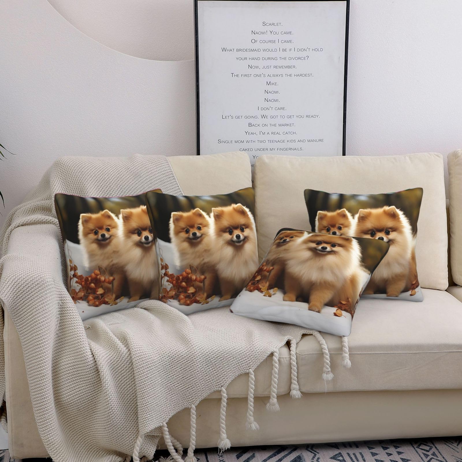Housses de coussin Poméranie décoratives et douces au format carré 50,8 x 50,8 cm