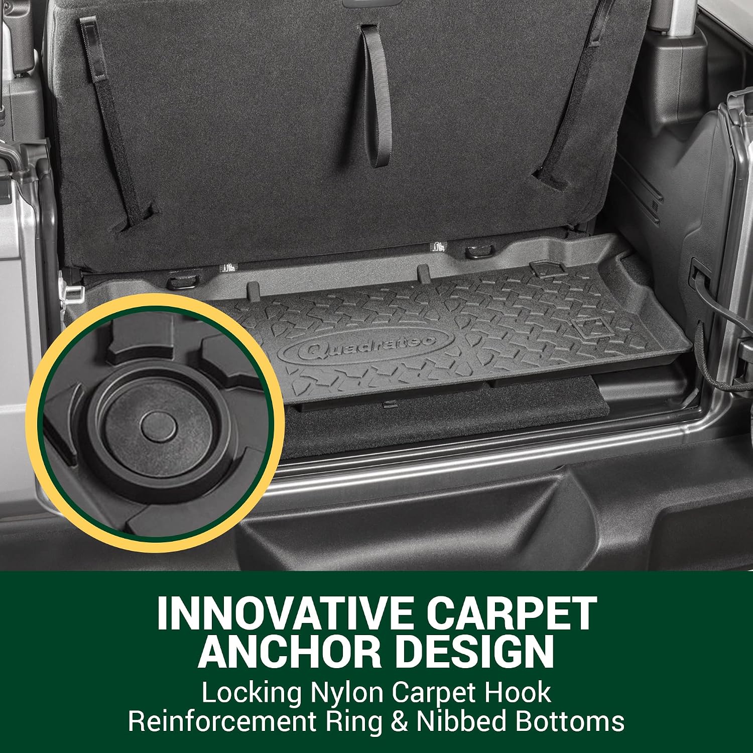 Quadratec Ultimate All Weather Rear Cargo Liner - Fits Jeep Wrangler JL 2-Door 2018-2022 - Behind Rear Seat - Extra Tall Sides - 5/16 Deep Tread Pattern - Will Not Crack, Melt or Warp