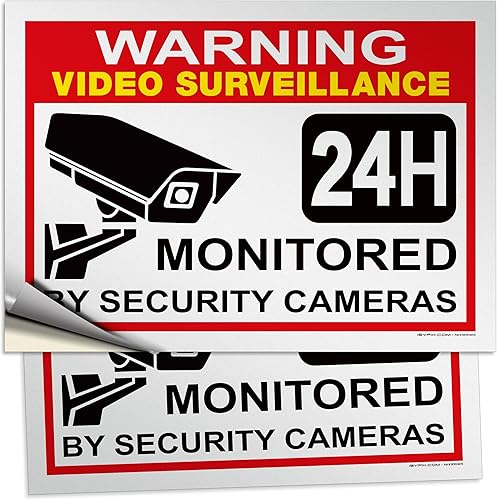 Vista 17 de iSYFIX Señal de advertencia de videovigilancia – 1 paquete de 1 paquete reflectante plateado de 7 x 6 pulgadas – 100% libre de óxido de aluminio