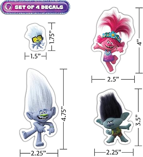 Miniatura 3 de DreamWorks Trolls - Calcomanías de vinilo para auto, botella de agua, bicicleta, casco, laptop, monopatín, diseño de ramas de amapola, para