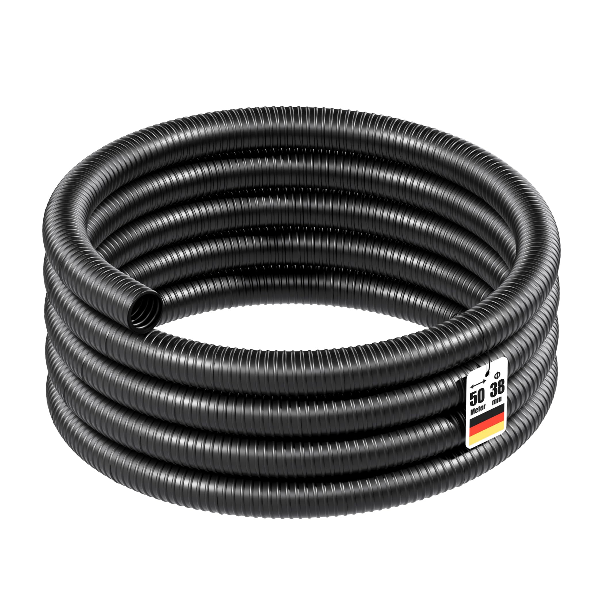50m Manguera espiral estanque 38 mm (1 1/2") diametro manguera negra de aspiración y presión Koi