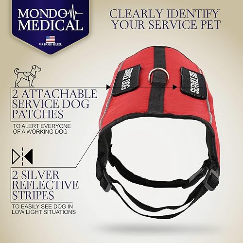 Miniatura 3 de MonMed Service - Chaqueta de arnés para perro con parches, chaleco de apoyo emocional rojo mediano con tamaño de pecho de 22.5 a 27 pulgadas