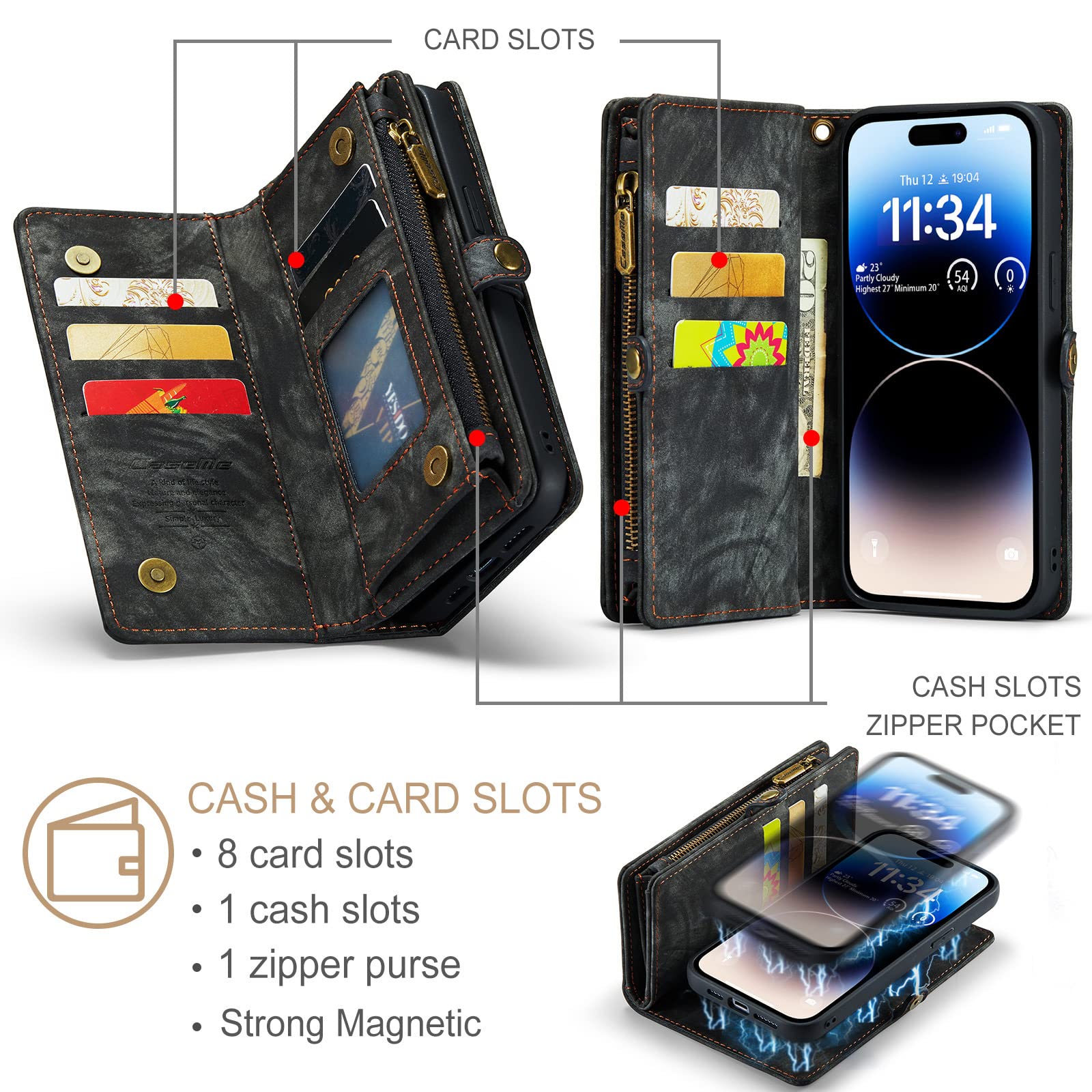 Amazon.co.jp: iPhone 13 Pro Max用レザーフォンケース耐衝撃レザー