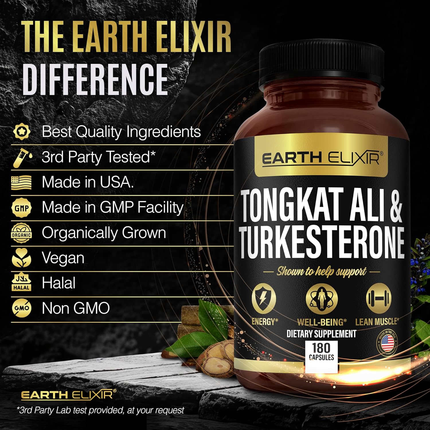 Turkesterone & Tongkat Ali for Men – Natural Testosterone Support, 2-in-1 High Potency Turkesterone Supplement for Men & Women - Made in USA & 3rd Party Tested - Image 6