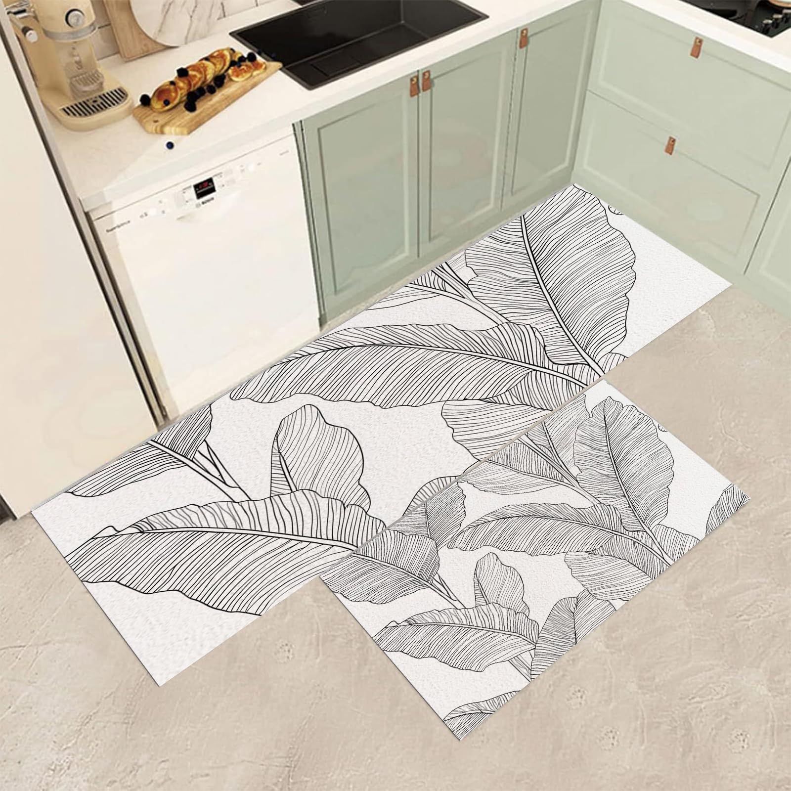 Tapis de cuisine antidérapant fini les glissades lot de 2 tapis