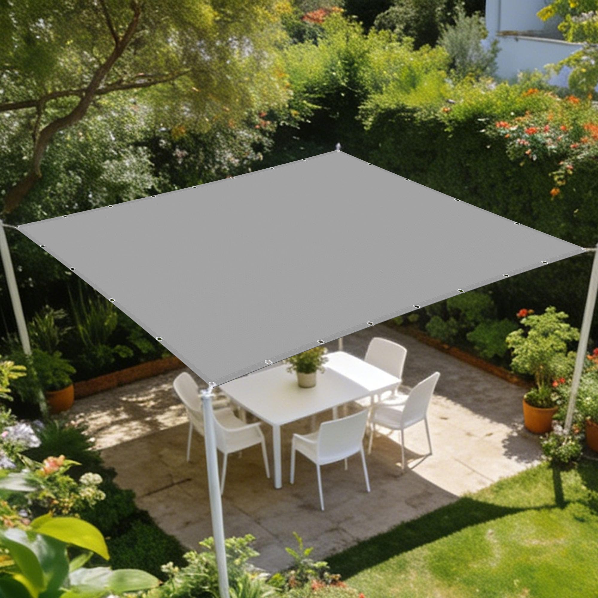 Toile ombrage imperméable rectangulaire 200x600 cm gris clair pour extérieur