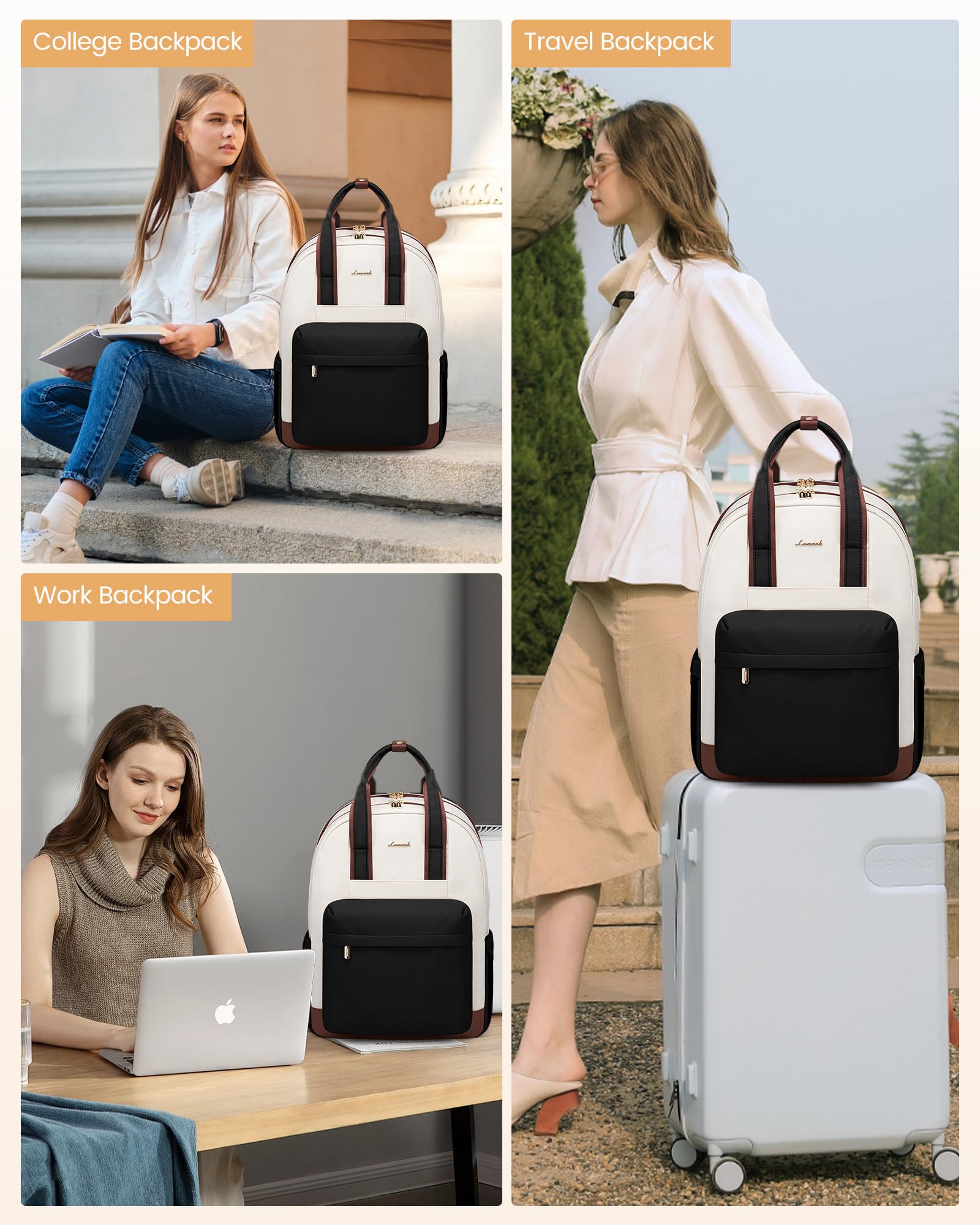 LOVEVOOK Plecak damski, plecak na laptopa z kieszenią na laptopa, plecak szkolny, dla nastolatków, wodoszczelny, plecak podróżny, biznesowy, torba robocza, plecak dzienny, na podróż, na uczelnię, do