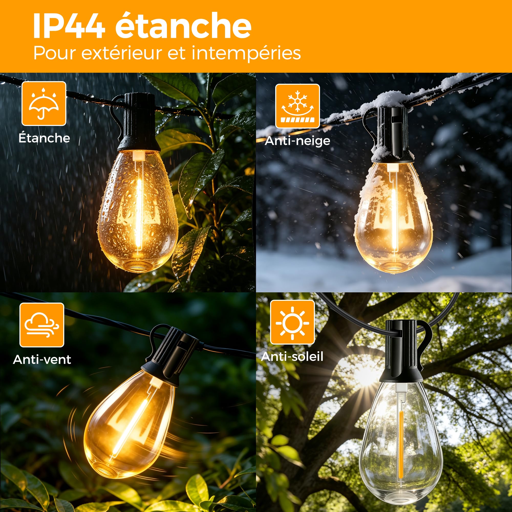 HeiPard Guirlande Lumineuse Extérieure S14 LED 10 m 15+1 Ampoules, Lampe Exterieur 24 V IP44 Étanche, Télécommande & App Mobile Dimmable Minuterie, Jardin Terrasse Guinguette