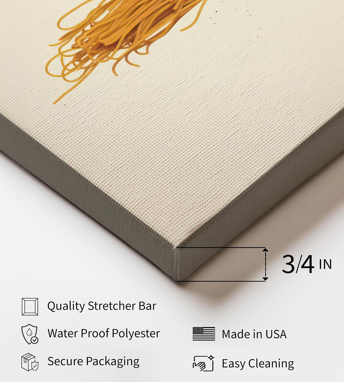 Poster Master Spaghetti Canvas - Spagetti Print - Pasta Art - Food & Drink Art - Gift for Men, Women, Cook & Chef - Minimal Wall Decor for Kitchen, Dining Room or Restaurant - 8x10 STRETCHED Canvas