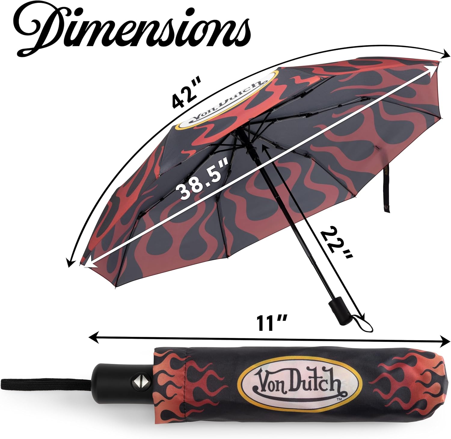Von Dutch Kustum Kulture Compact Automatic Umbrella, Strong & Portable