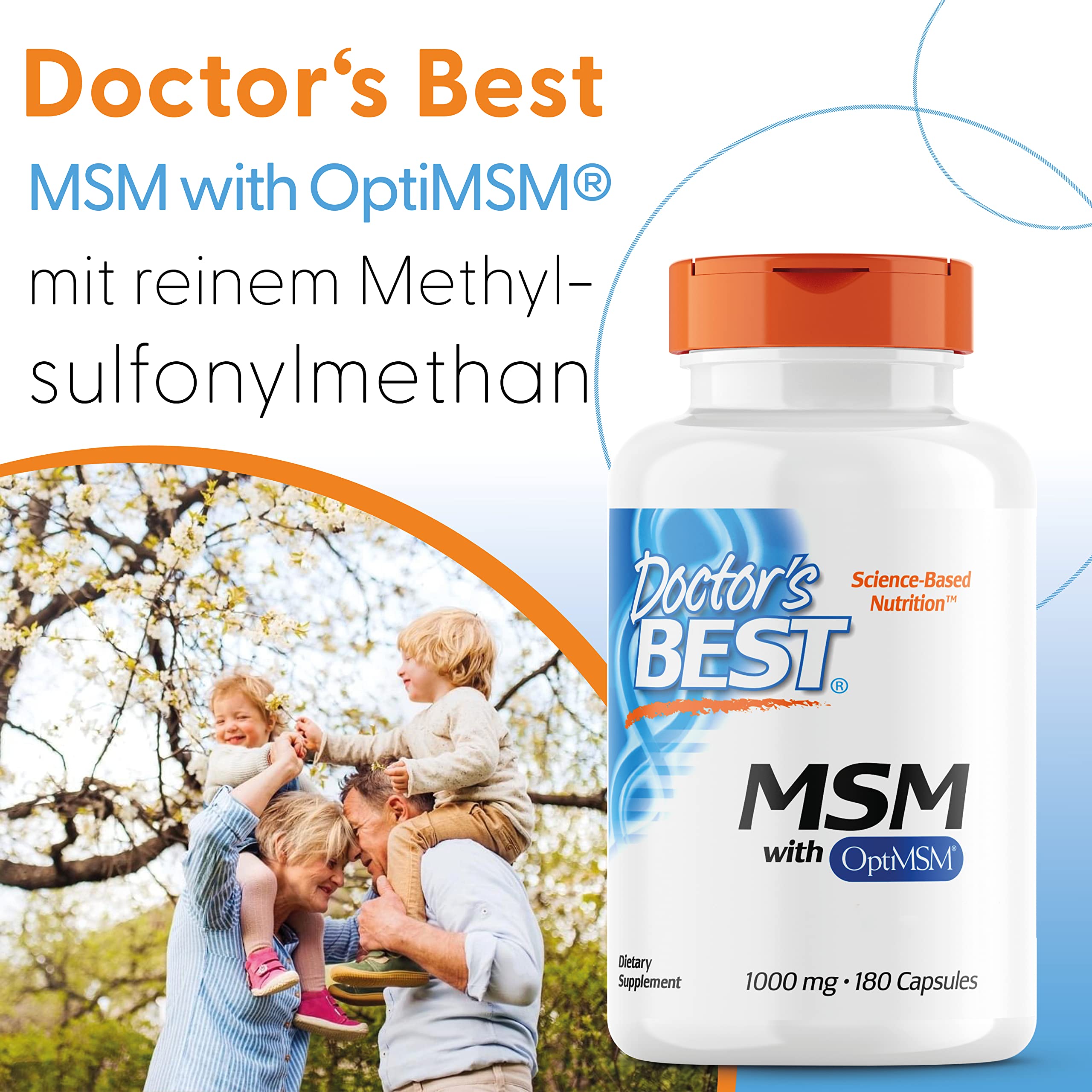 Doctor's Best, MSM mit OptiMSM, 180 Kapseln, 3000mg MSM je Dosis, Glutenfrei, GMO frei, Geschmacksneutral