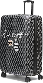 KARL LAGERFELD Paris Unisex Luggage Suitcase,Black/Grey,Large