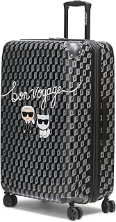 KARL LAGERFELD Paris Unisex Luggage Suitcase,Black/Grey,Large
