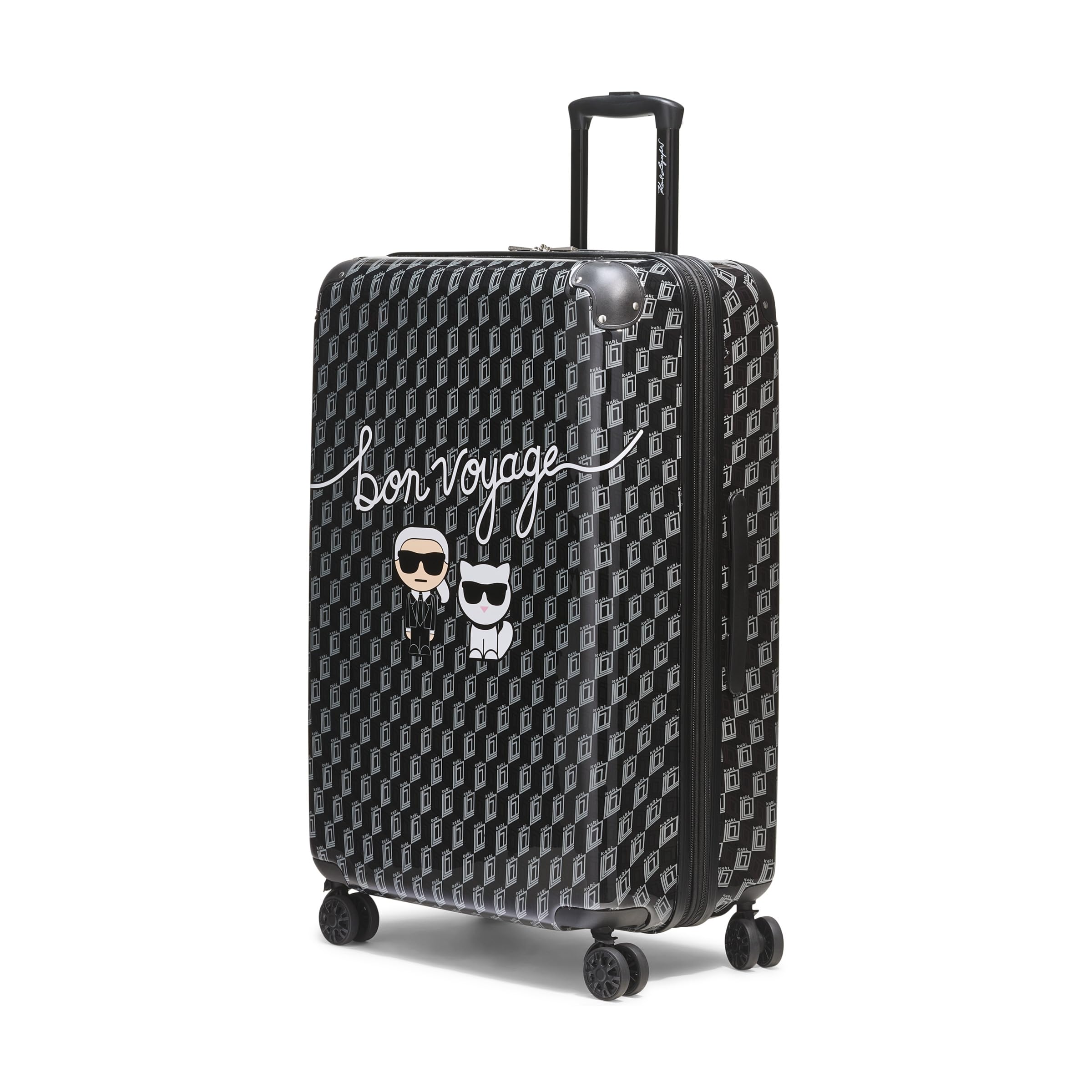 KARL LAGERFELD Paris Unisex Luggage Suitcase,Black/Grey,Large