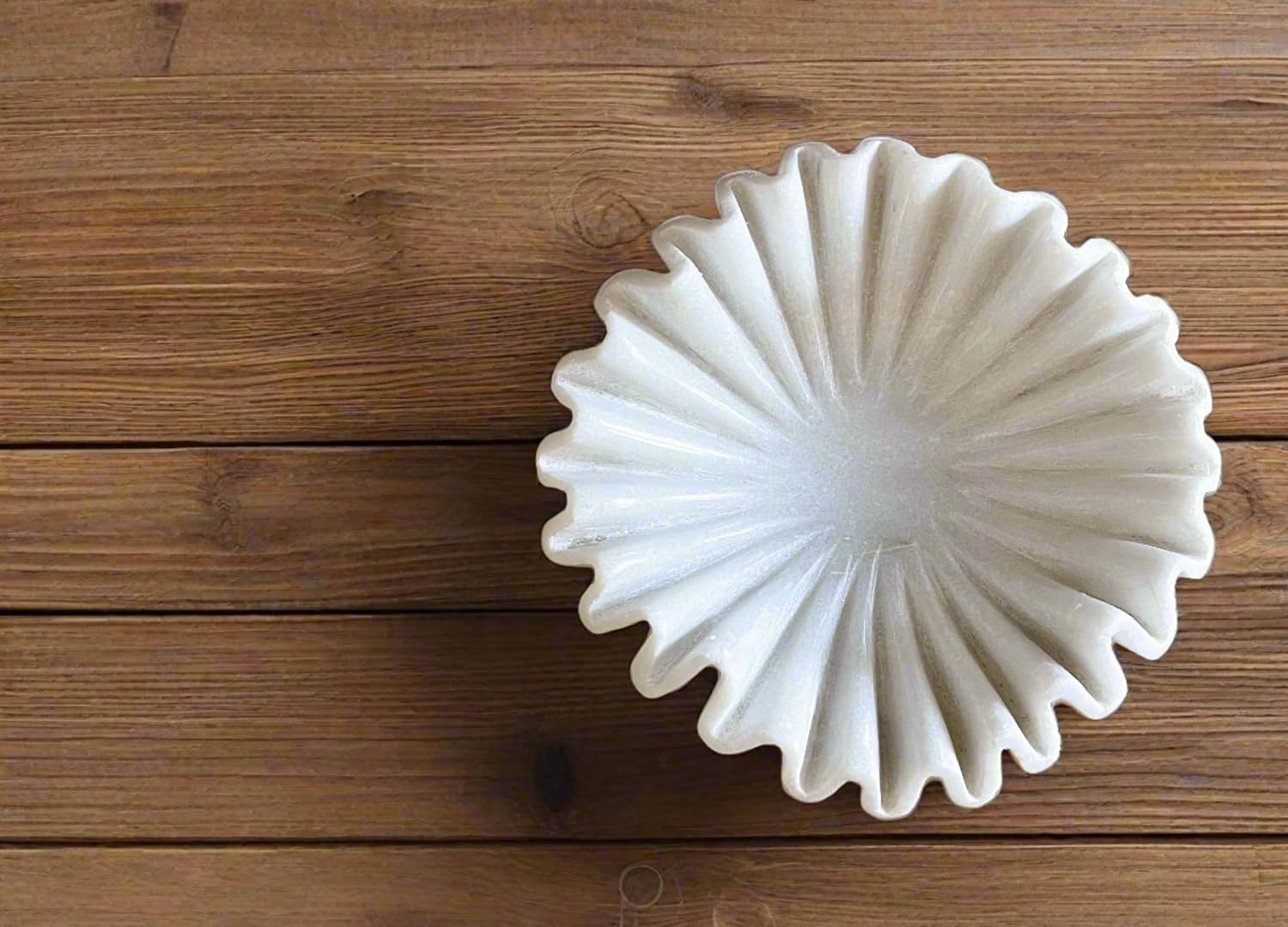 Marble Fluted Bowl (6 Inches), Marble Ruffle & Scallop Bowls, Decorative Fruit & Jewelry Display, Table Centerpiece