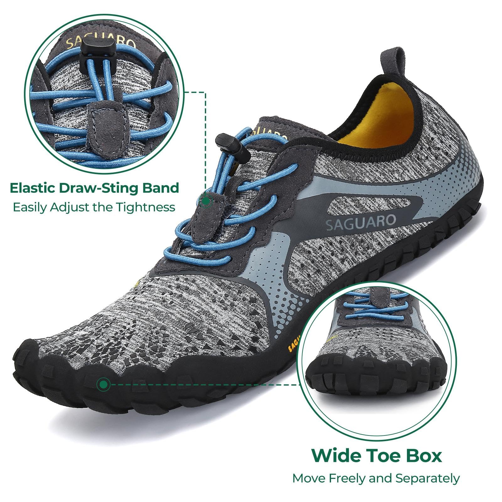 SAGUARO Barefoot Shoes Uomo Donna Scarpe Barefoot - Scarpe Minimaliste Scarpe da Palestra - Traspiranti Scarpe da Scoglio - Punta Larga e Suola a Goccia Zero Nero Fumoso,Gr.35-48 EU