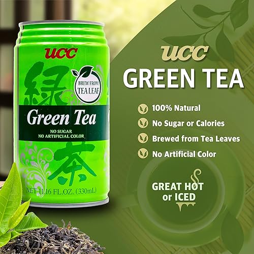 Miniatura 6 de UCC Bebida de té verde japonés, latas de 11.1 onzas, paquete de 24, sin azúcar, sin sabores ni colorantes artificiales, bebida enlatada refrescante,