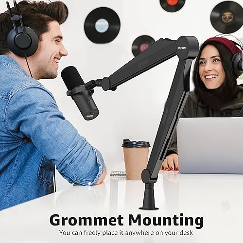 Miniatura 7 de IXTECH Brazo de micrófono con brazo para micrófono Blue Yeti Shure Sm7b Hyperx QuadCast Rode At2020 y soporte de micrófono Fifine para juegos